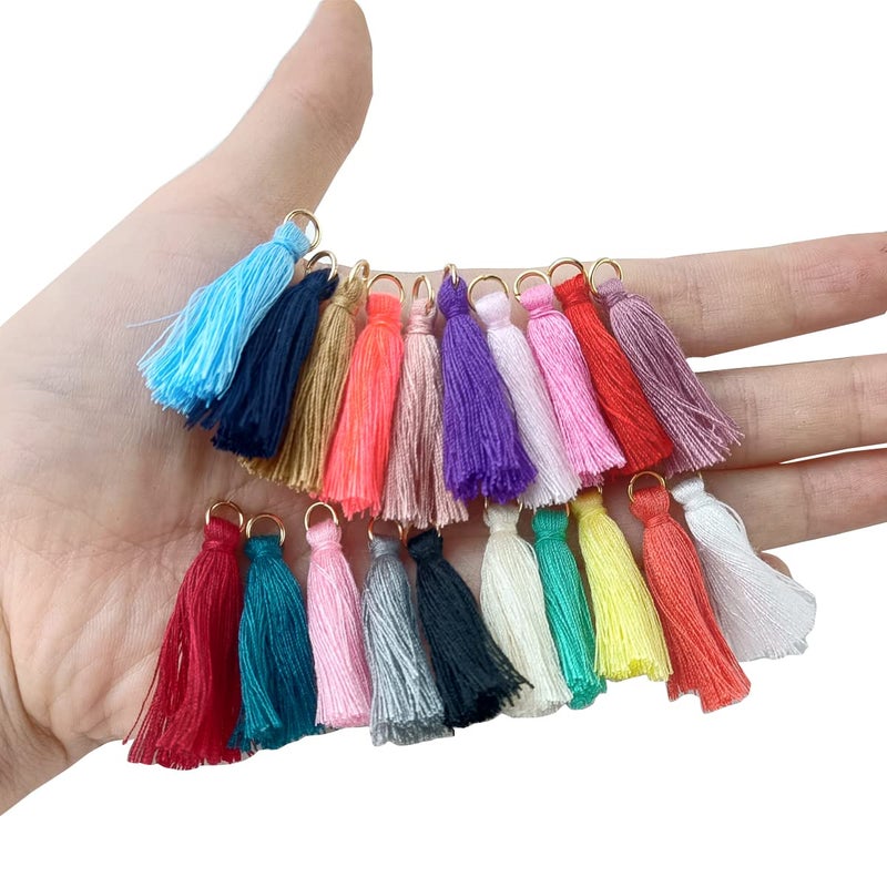 TIHOOD 200PCS Mini Tassel Kit Tiny Craft Tassel 1.2 Inch Handmade Soft Craft with Golden Jump Ring for Earring Jewelry Making  DIY Projects  Making Garland Keychain  Bookmarks  20 Colors - Image 4